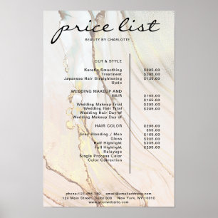 Affiche de liste de prix en marbre moderne