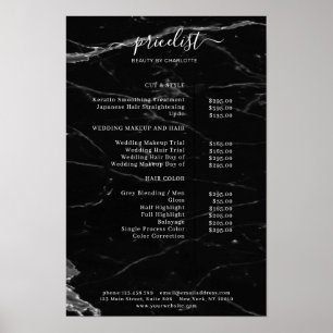 Affiche de liste de prix en marbre moderne
