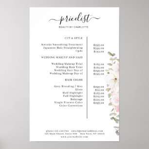 Affiche de liste de prix florale moderne