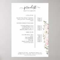 Affiche de liste de prix florale moderne