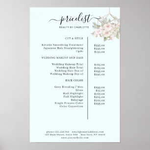 Affiche de liste de prix florale moderne