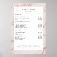 Affiche de liste de prix moderne rose cuivré
