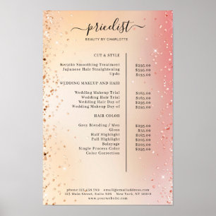 Affiche de liste de prix pailletée moderne