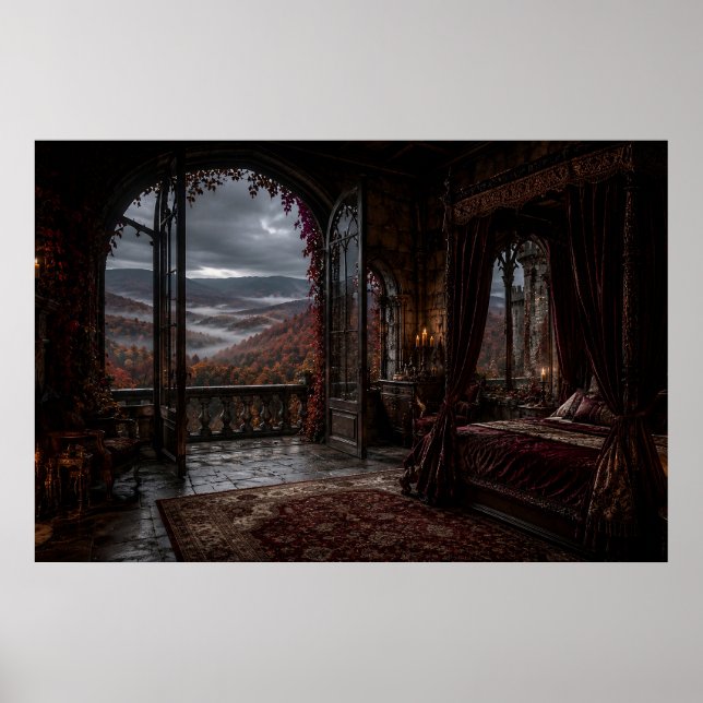 Affiche de lit à baldaquin gothique d'automne (Devant)