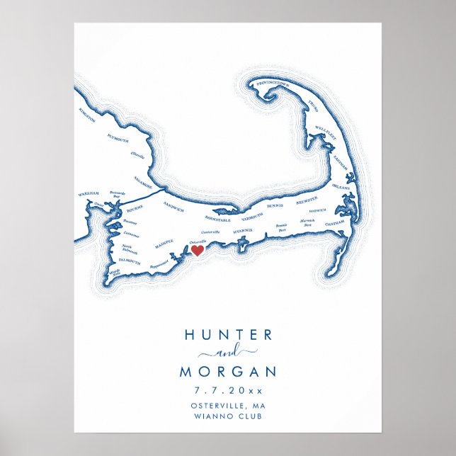 Affiche de livre d'or bleu marine pour mariage au  (Devant)