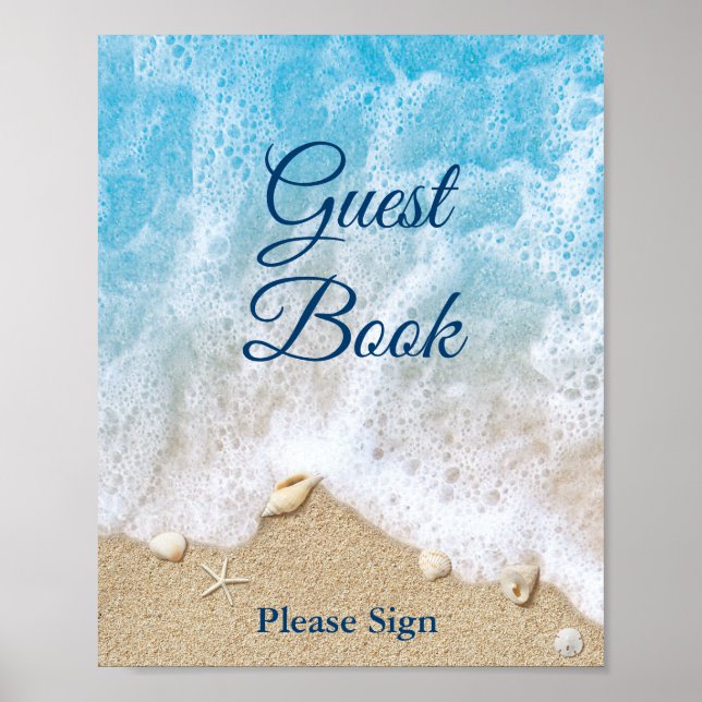 Affiche de livre d'or Blue Beach Waves (Devant)