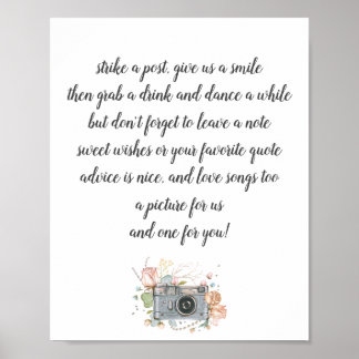 Affiche de livre d'or de cabine photo de mariage