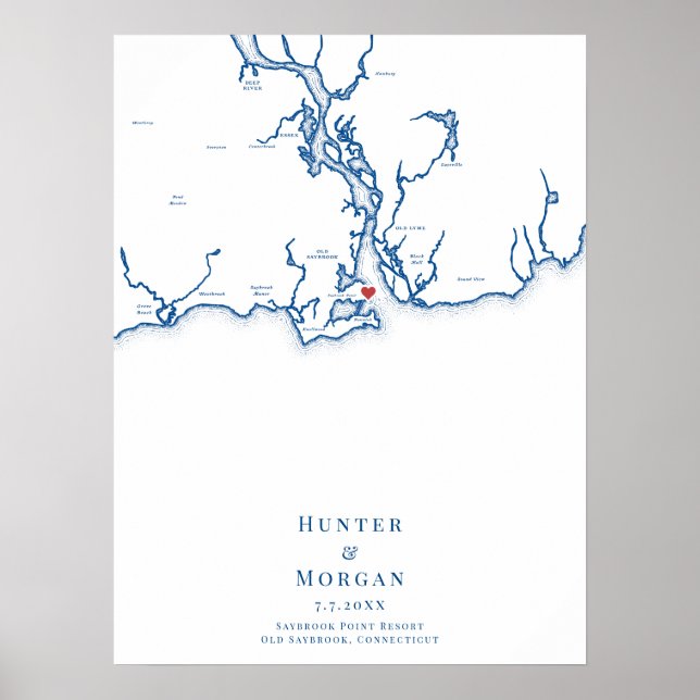 Affiche de livre d'or de mariage à Saybrook Point  (Devant)