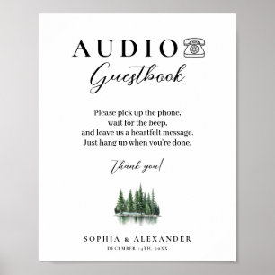 Affiche de livre d'or de mariage audio Forêt d'Hiv