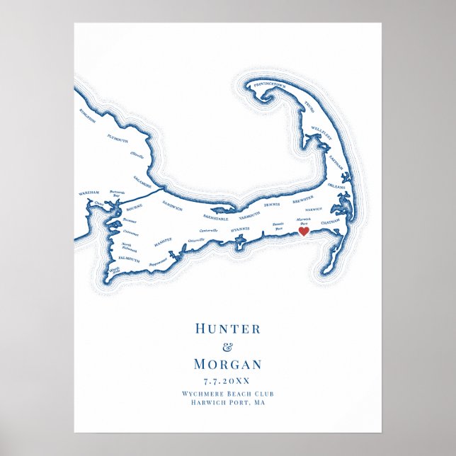 Affiche de livre d'or de mariage du Wychmere Beach (Devant)