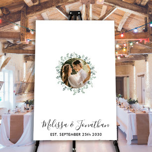 Affiche de livre d'or de mariage photo Eucalyptus 