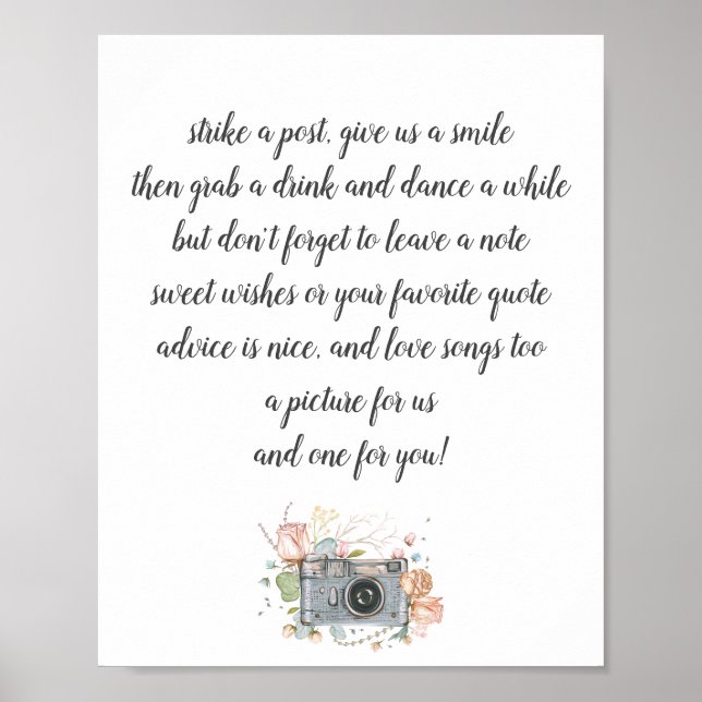 Affiche de livre d'or de photomaton de mariage (Devant)