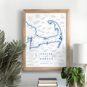 Affiche de livre d'or moderne bleu pour mariage à 
