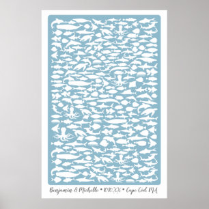 Affiche de livre d'or océanique - 250 espaces
