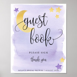 Affiche de livre d'or pour Baby Shower Violet Over