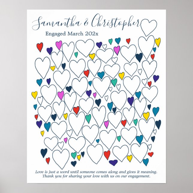 Affiche de livre d'or pour fête de fiançailles (Devant)