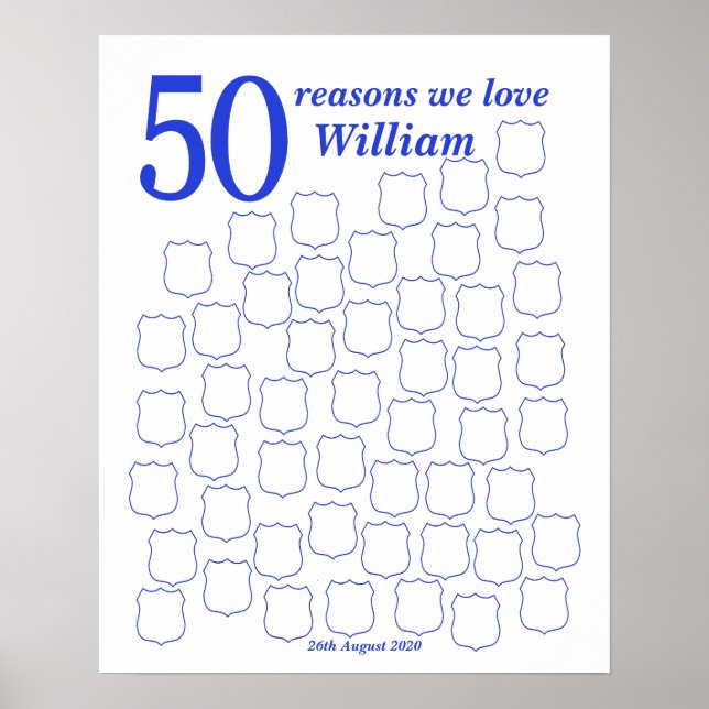 Affiche de livre d'or pour les 50 ans d'un policie (Devant)
