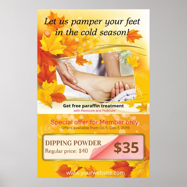 Affiche de l'offre d'automne pour ongles et spa (Devant)
