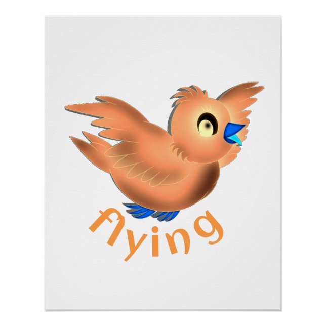 Affiche de l'oiseau de dessin animé mignon (Devant)