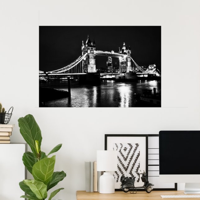 Affiche de Londres, Tower Bridge la nuit (Bureau à domicile)