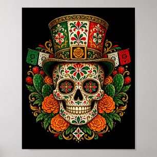 Affiche De los muertos jour des morts mexicain sucre