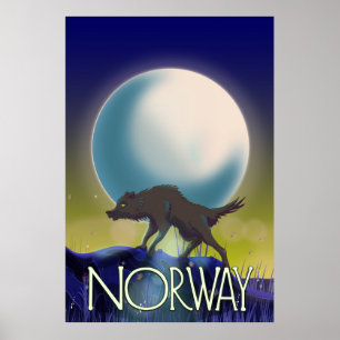 Affiche de loup de Norvège