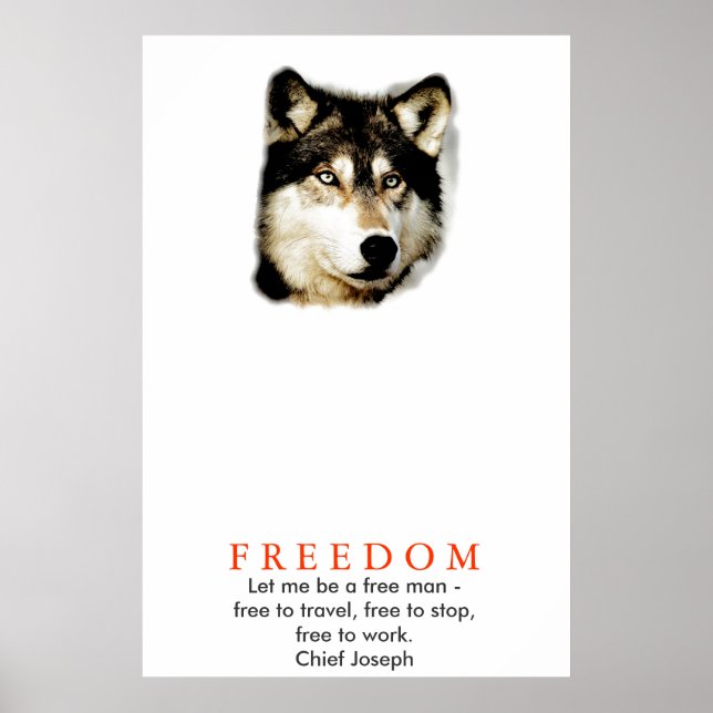 Affiche de loup motivationnel de liberté originale (Devant)