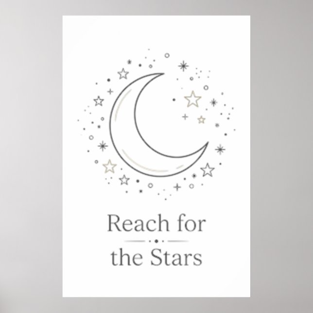 Affiche de Lune Esthétique Atteindre les Étoiles (Devant)