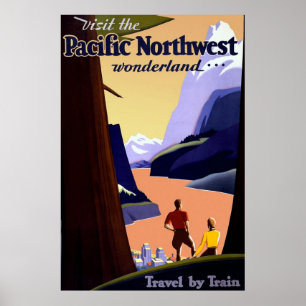 Affiche de l'Vintage voyage du Nord-Ouest du Pacif