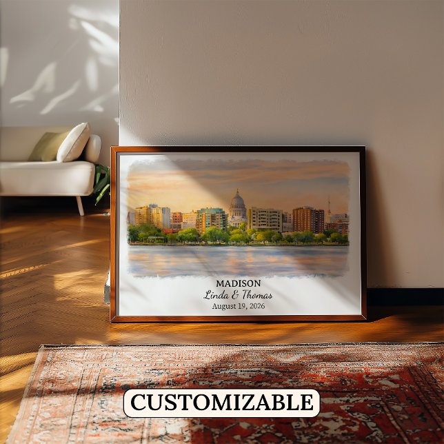 Affiche de Madison Wisconsin, Aquarelle, Sur mesur (Créateur téléchargé)