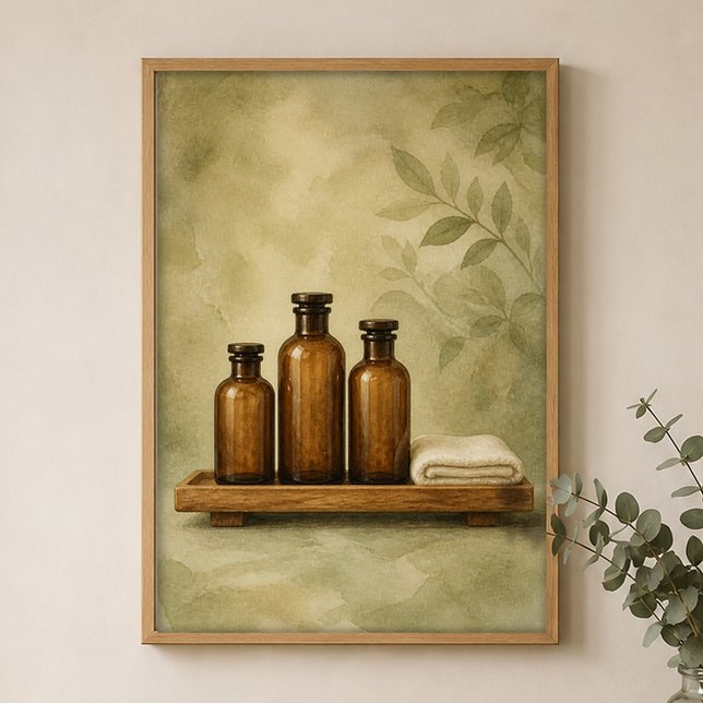 Affiche de maison de ferme à l'aquarelle sur des b (Shown framed for scale. Poster ships unframed; frames are an optional add-on.)