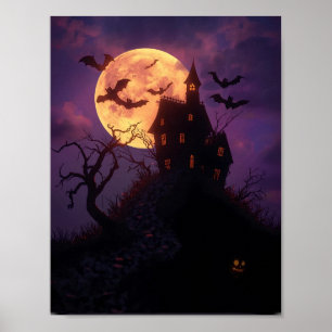 Affiche de maison hantée pour une nuit effrayante