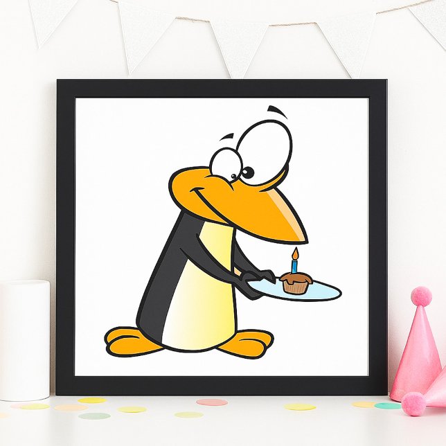 Affiche de manchot avec un cupcake (Créateur téléchargé)