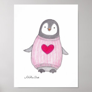 Affiche de manchot mignon Peinture de manchot Art 