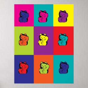 Affiche de Maneki Neko kitty arc-en-ciel