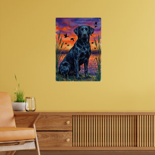 Affiche de marais Labrador noir aquarelle
