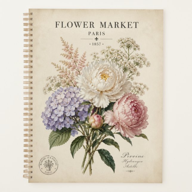 Affiche de marché de fleurs botaniques vintage | É (Devant)