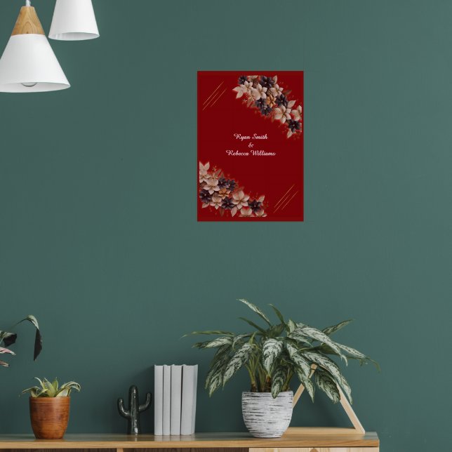 Affiche de mariage à fleurs rouges  Bienvenue de m (Salon 1)