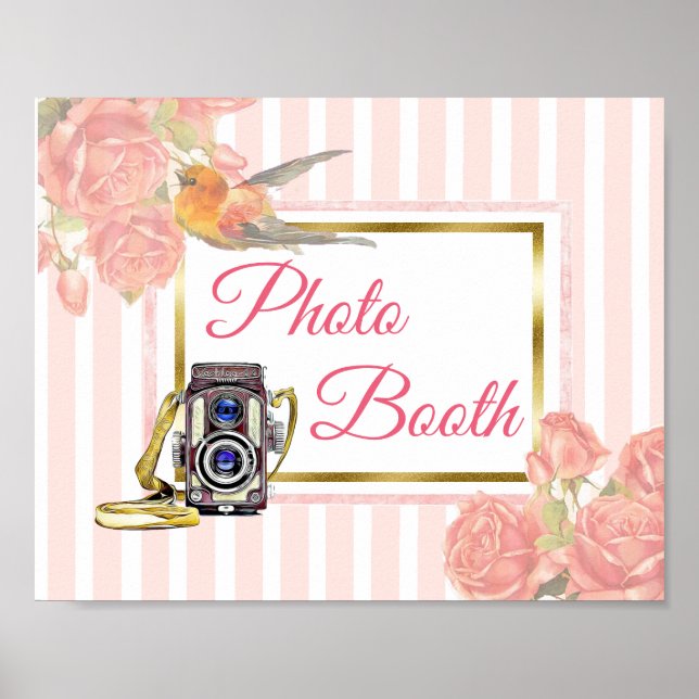 Affiche de mariage avec stand de photomaton à fleu (Devant)