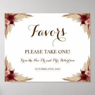 Affiche de mariage Baby Shower Herbe des Pampas