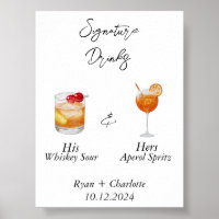 Affiche de mariage - Cocktails signature de lui et