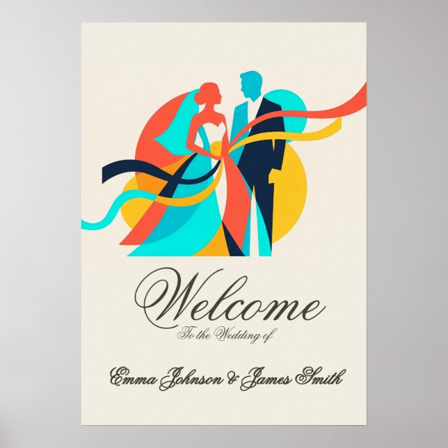 Affiche de mariage crème abstraite  (Devant)