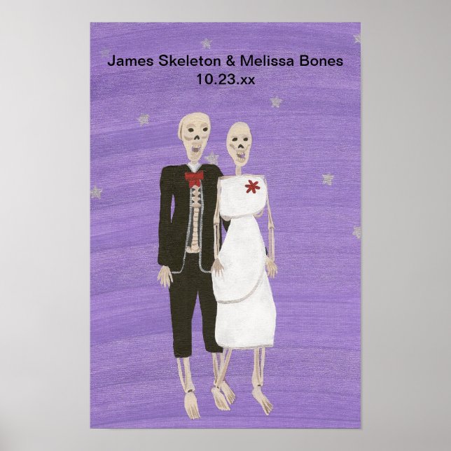 Affiche de mariage de couple de squelettes d'Hallo (Devant)