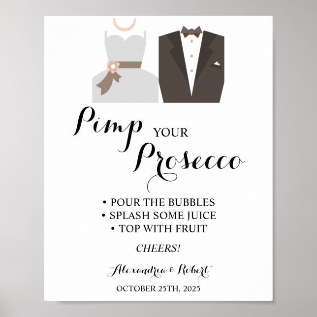 Affiche de mariage du couple pour Prosecco (Devant)