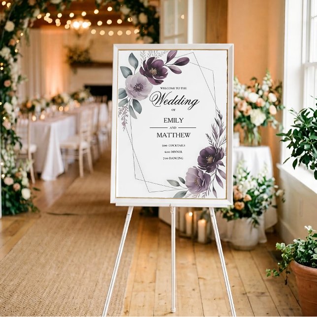 Affiche de mariage encadrée florale lavande (Créateur téléchargé)