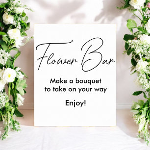 Affiche de mariage Fleur Bar Noir Blanc