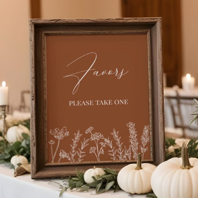 Affiche de mariage Fleur sauvage Orange Brûlé Sign (Créateur téléchargé)