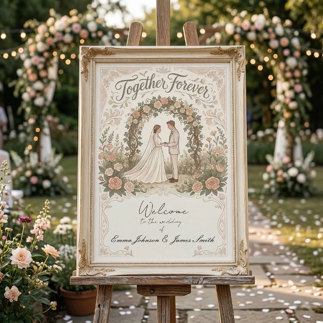 Affiche de mariage florale crème (Créateur téléchargé)