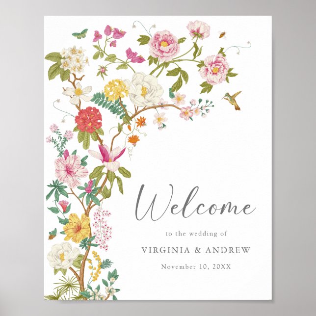 Affiche de mariage florale vintage (Devant)