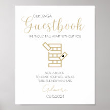 Affiche de mariage livre d'or Jenga calligraphie d